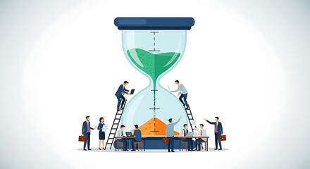 Dynamic team collaborates against the clock, maximizing time and productivity for business success, showcasing efficiency and teamwork to meet deadlines