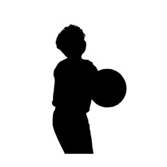 Silhouette of Little Boy With Basketball.