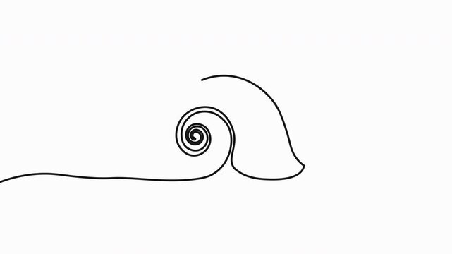 Minimalist line art snail, simple black illustration, one line drawing, animal design