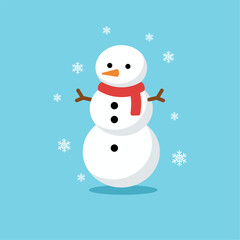 White Snowman on Blue Background, perfect for Christmas design elements.