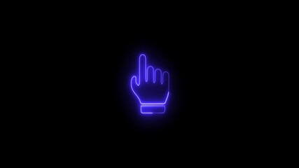 Neon tap icon animation. neon fingerprint icon on black background. - Powered by Adobe