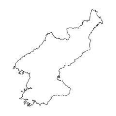 North Korea outline map. North Korea map vector. North Korea map on white background