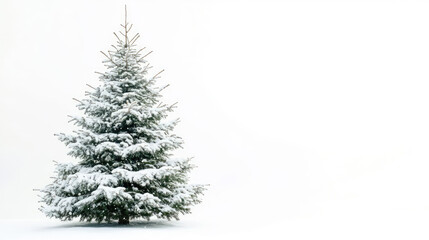 Snow-Covered Christmas Tree Isolated on White Background