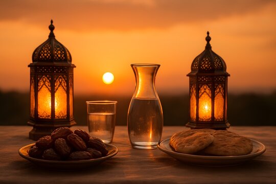 Iftar Sunset: A Moment of Reflection and Breaking Fast (AI-Generated)