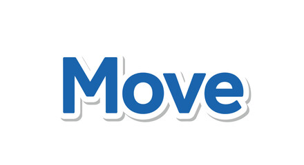 Stylized 'Move' Text in Blue with Subtle Shadow Effect on a White Background