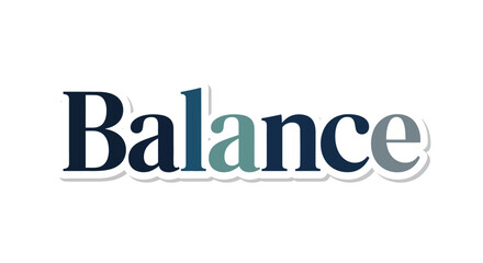 Colorful Balance Typography Design with Subtle Shadow and Clean White Background