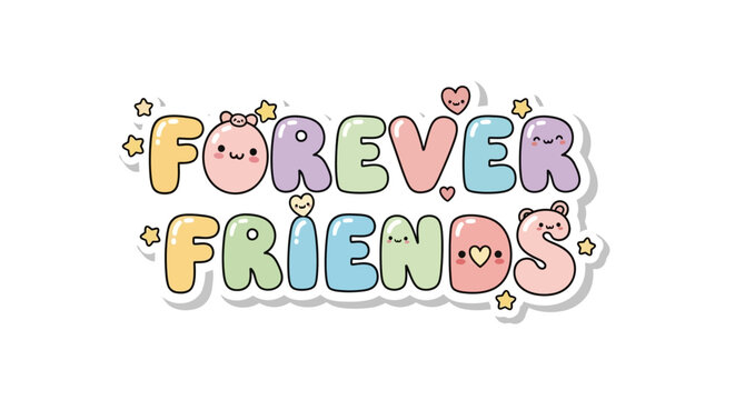 Colorful Forever Friends Illustration for Friendship Day and Best Friend Greetings