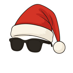 Santa hat on sunglasses Tropical Christmas Symbols &mdash; Outline / Minimal Linear Vector
