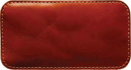 Brown leather label with stitches and elegant design view