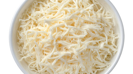 Bowl of Shredded Cheese on White Background