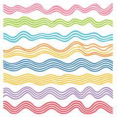 Vibrant Wavy Lines Vector Seamless Pattern Design Background with Abstract Organic Color Shapes