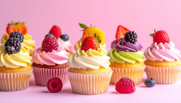 cupcakes with pink frosting and sprinkles - Powered by Adobe