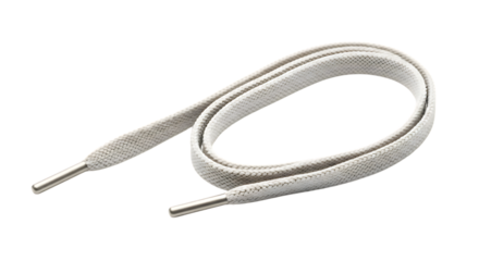 A white flat shoelace gracefully curved perfect for design projects on transparent background
