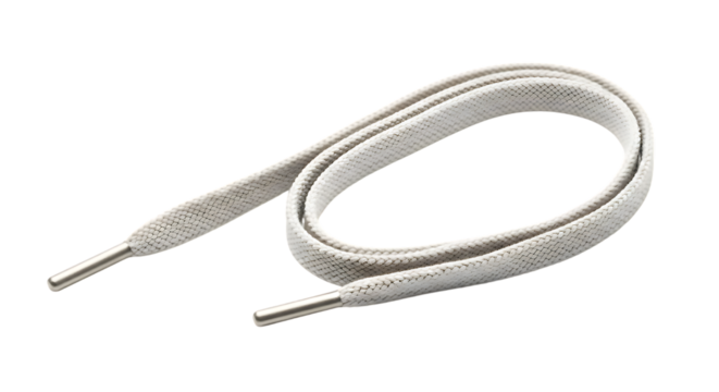 A white flat shoelace gracefully curved perfect for design projects on transparent background