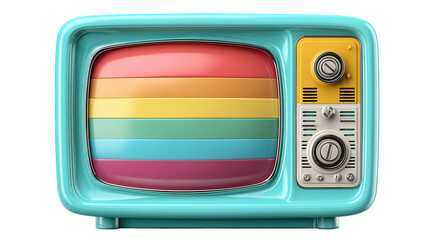 An old vintage retro tv television set with blank screen and isolated on a white background