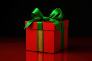 Obraz premium A red box with a green ribbon on top