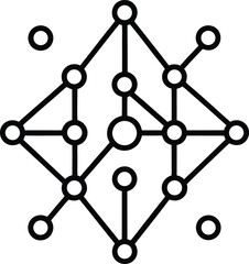 Complex Network Connection Node Outline Illustration Data Analysis Analytics Algorithm Connectivity Internet Communication Cyber Security Modern Digital Design