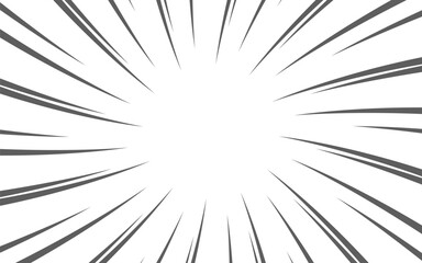 Obraz premium Radial line background for comic books. Manga speed frame, superhero action. Black and white vector illustration.