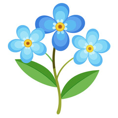  forget me not flower vector on white background