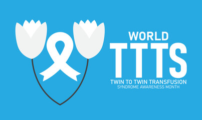 World Twin to Twin Transfusion Syndrome Awareness Month Poster Banner and Background Abstract Design Template Featuring Twin Baby Silhouette and Doctor icon Illustration for Pregnancy Health Education