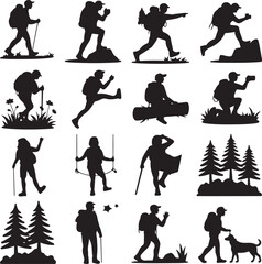 Human Walking and Running Silhouette Bundle