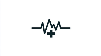 Minimal design of heartbeat line and cross symbolizing medical and health monitoring