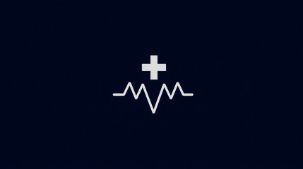 Minimal design of heartbeat line and cross symbolizing medical and health monitoring