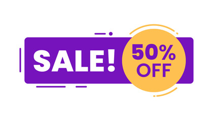 Vibrant Yellow and Purple Discount Sale Tag Today