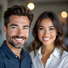 Happy Couple with Soft Lighting and a Dreamy Bokeh Background