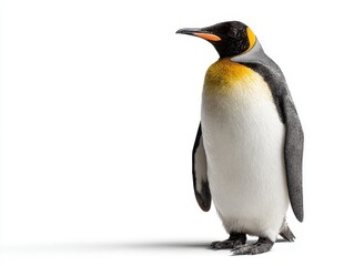 Fototapeta premium Majestic King Penguin Posing Against a Clean White Background A Portrait
