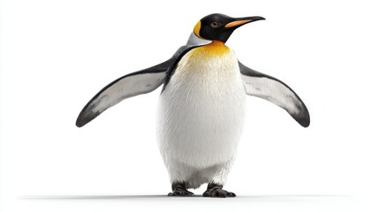 Obraz premium King Penguin Standing Proudly with Wings Outstretched Majestic Antarctic Bird Isolated