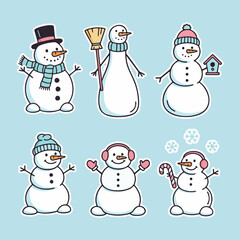 Traditional Snowmen with Winter Accessories