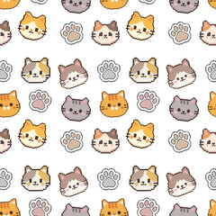 Obraz premium Seamless Pattern - Pixel Cats