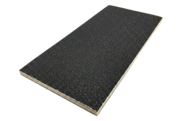 Black rectangular panel with a rough nonslip surface texture isolated on transparent background