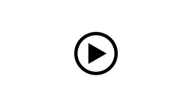 Abstract play button icon animation with circle loop up animation on solid background . Digital video player icon animation.