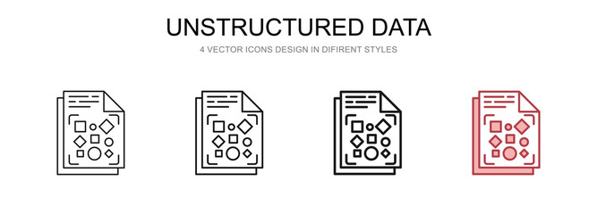 Unstructured Data in 4 different styles vector illustration