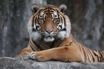 Magnificent Tiger Portrait Striking Close-Up of a Regal Wildcat in the Wilderness