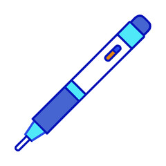 Single Insulin Pen With Blue Highlight Modern Clear Vector Illustration