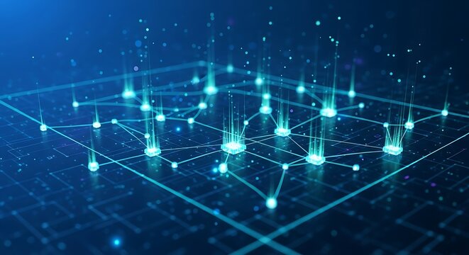 Abstract Network Connection - Data Transmission and Digital Communication Concept.