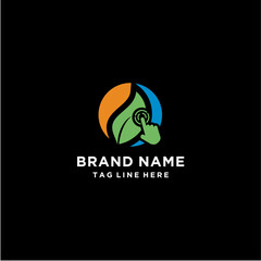 Design Logo Touchscreen Leaf Vector Template