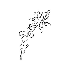 Fototapeta premium Hand drawn floral compositions in line art style. Elegant frame of flowers, stems and leaves. Trendy botanical elements. Vector illustration for logo or tattoo, save the date card, wedding invitation