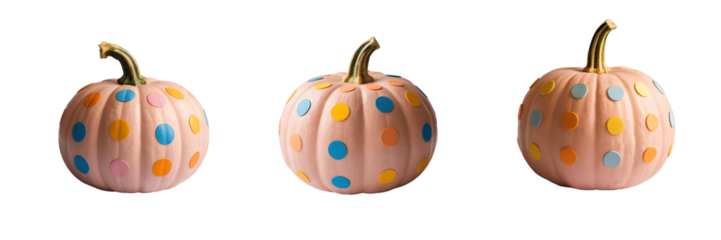 Set For Three pink pumpkins isolated on transparent background