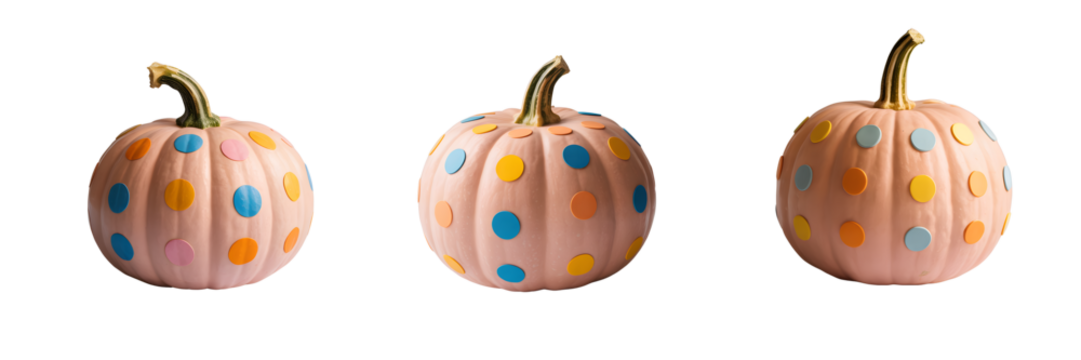 Set For Three pink pumpkins isolated on transparent background