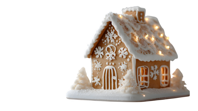Festive Gingerbread House, isolated on transparent background