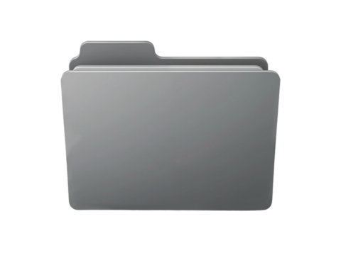 Grey folder icon isolated on transparent background