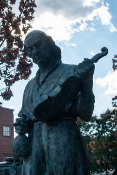 Iconic Statue of Antonio Stradivari Violin Maker in Piazza Marconi Cremona Italy Famous Landmark