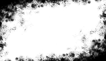 Obraz premium Abstract grunge border frame transparent background black ink splatters design