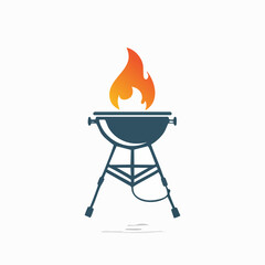Barbecue grill with fire