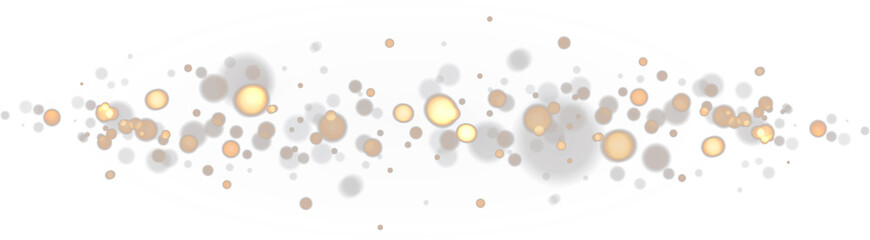 Golden bokeh light effect, abstract illumination, and glitter overlay.