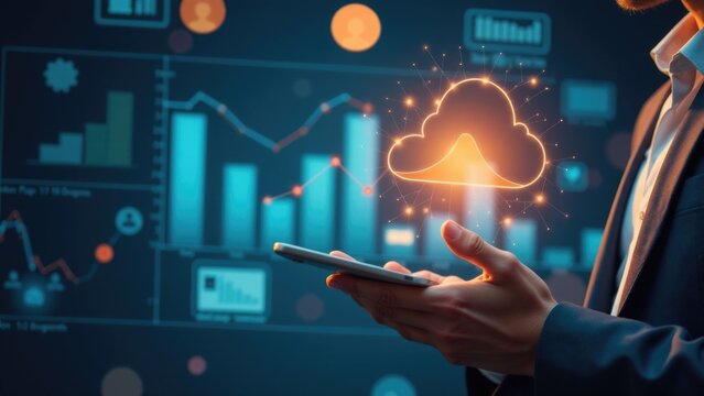 A professional man holds a smartphone and is likely on his way to an important meeting or checking messages